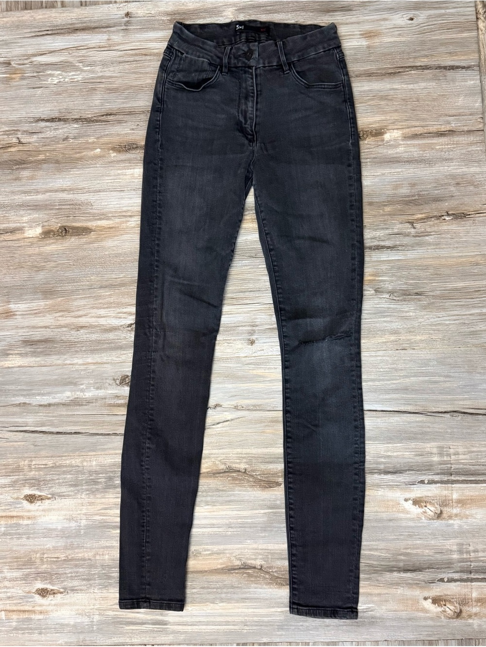 3X1 NYC High Rise Channel Seam Skinny Jeans Women’s Size 25 Stretch Black Faded